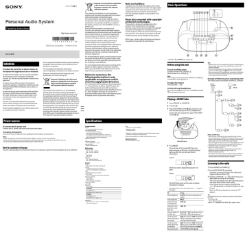 Sony ZS-S10CP Operating instructions Sony ZS-S10CP Operating instructions