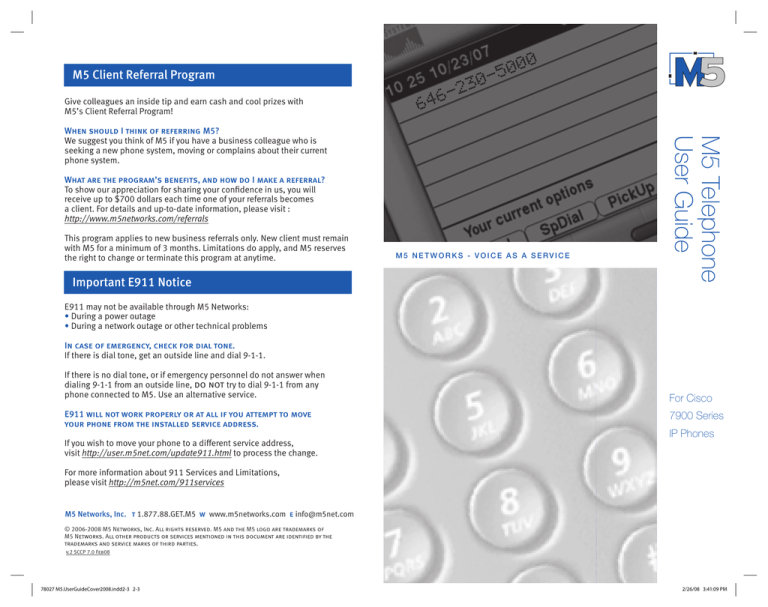 M5 TelephoneUser Guide M5 TelephoneUser Guide