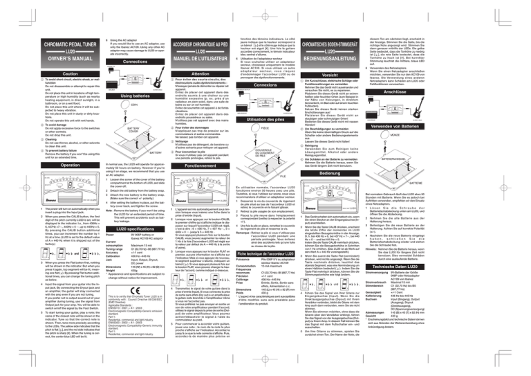 Ibanez LU20 Owner's manual Ibanez LU20 Owner's manual