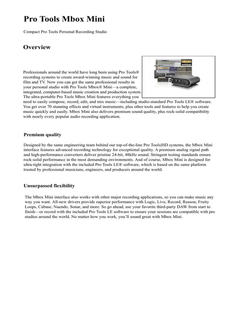 Avid | Pro Tools Mbox Mini Avid | Pro Tools Mbox Mini