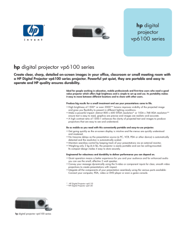 hp digital projector vp6100 series hp digital projector hp digital projector vp6100 series hp digital projector