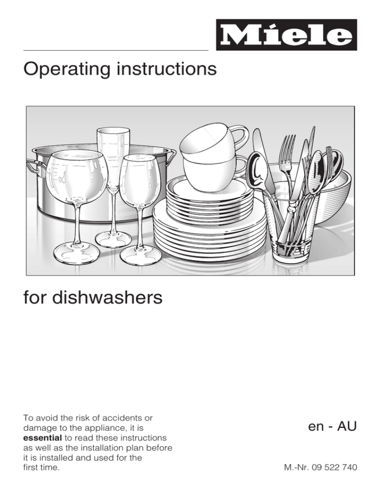 Operating instructions for dishwashers Operating instructions for dishwashers