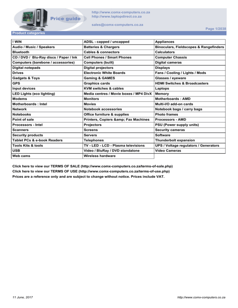 ComX Computers price list ComX Computers price list