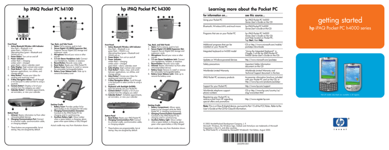hp iPAQ Pocket PC h4000 Series hp iPAQ Pocket PC h4000 Series