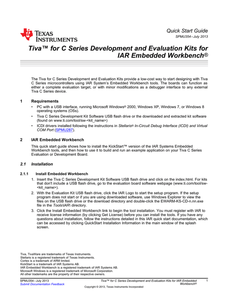 Tiva™ C Series Development and Evaluation Tiva™ C Series Development and Evaluation