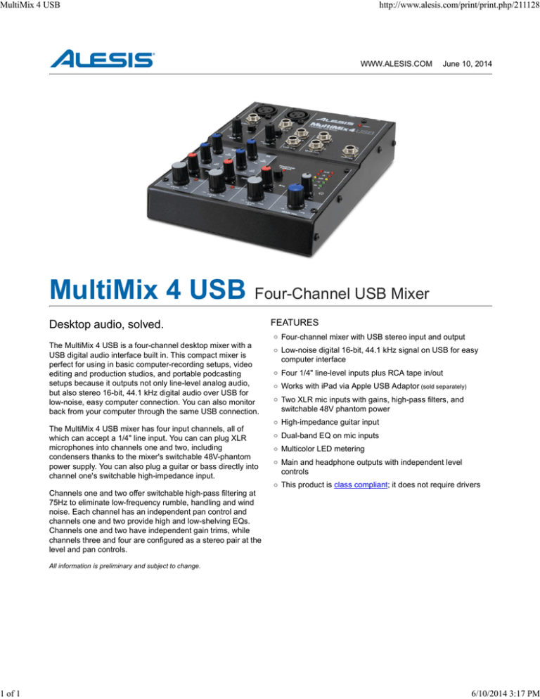 MultiMix 4 USB MultiMix 4 USB