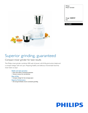 HL1605/00 Philips Mixer Grinder HL1605/00 Philips Mixer Grinder