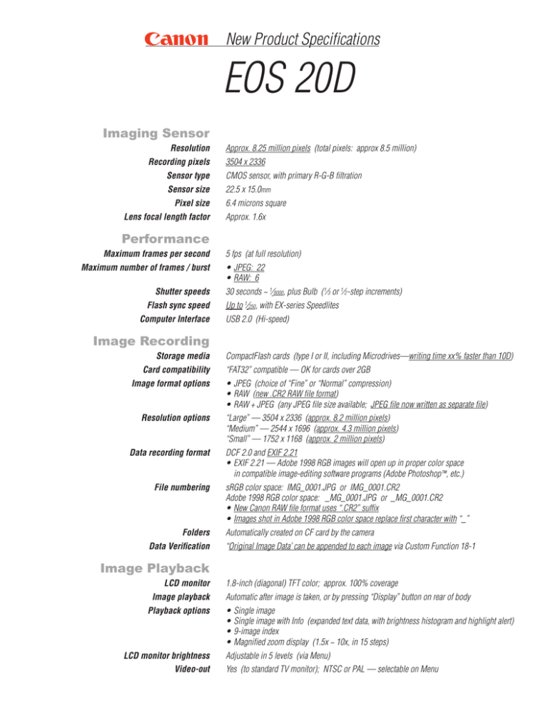 Canon 9442A002, 9442A008 Specification Canon 9442A002, 9442A008 Specification