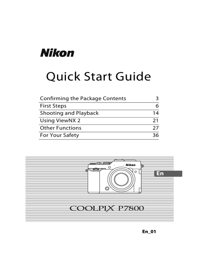 Nikon COOLPIX P7800 Quick start guide Nikon COOLPIX P7800 Quick start guide