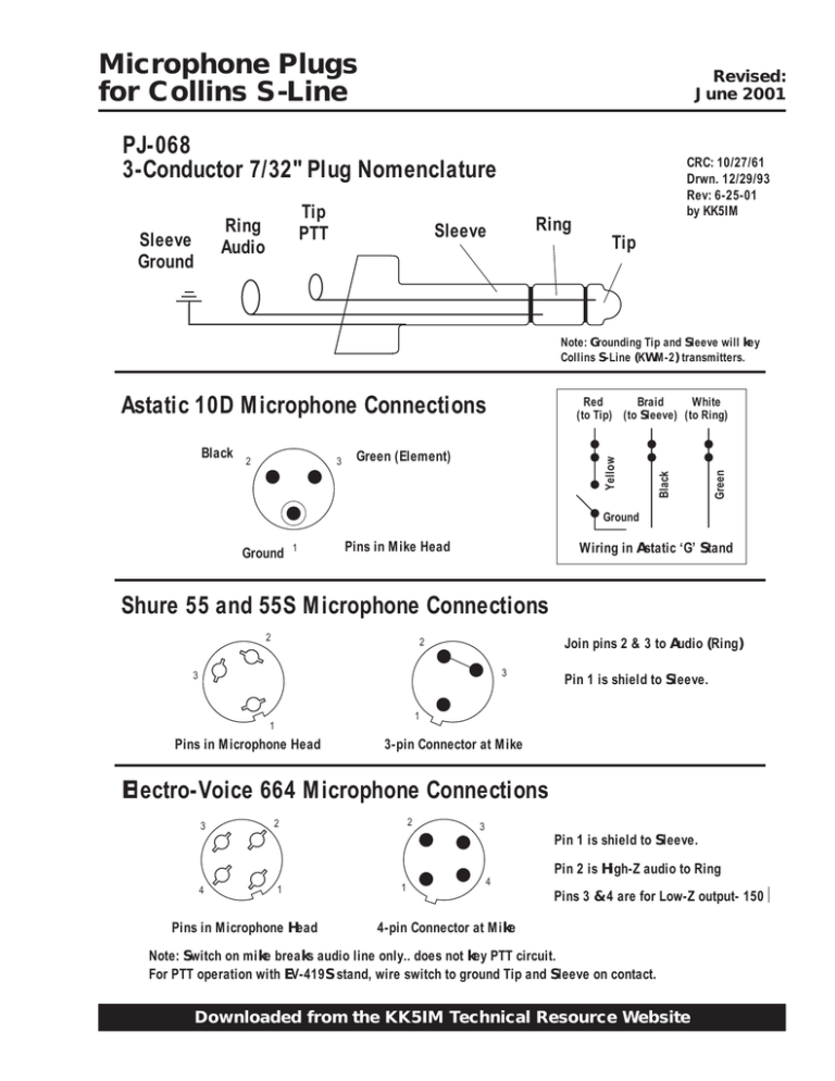 Microphone Plugs for Collins S-Line Microphone Plugs for Collins S-Line