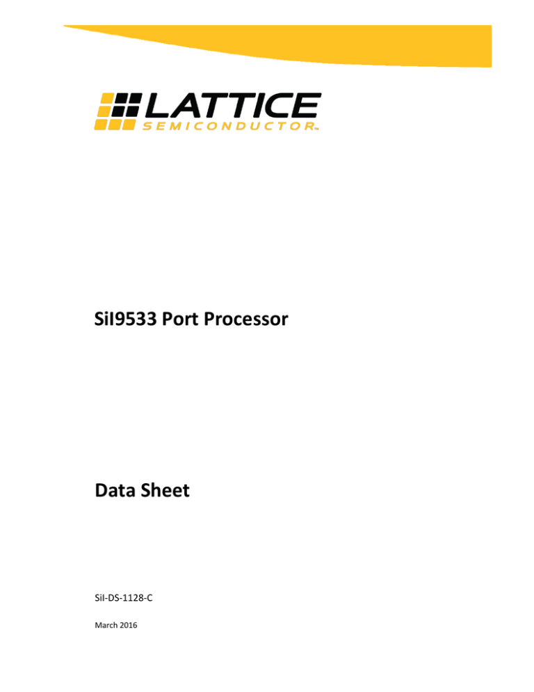 SiI9533 Port Processor - Lattice Semiconductor SiI9533 Port Processor - Lattice Semiconductor