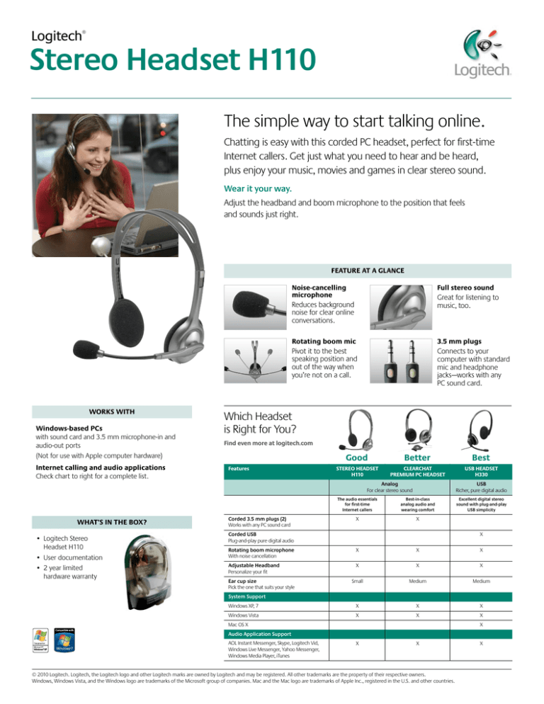 Stereo Headset H110 Stereo Headset H110