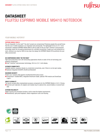 FUJITSU SIEMENS ESPRIMO MOBILE M9410 Data Sheet Manualzz