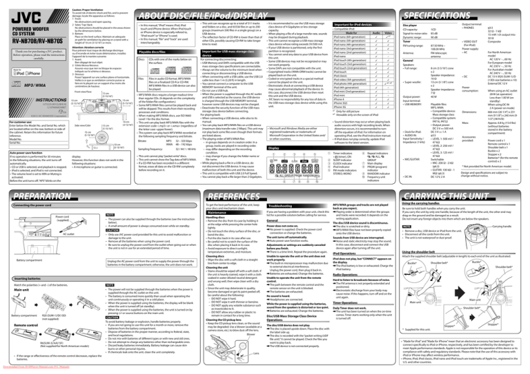JVC RV-NB70B User Guide Manual - DVD Disc Player Disc User JVC RV-NB70B User Guide Manual - DVD Disc Player Disc User