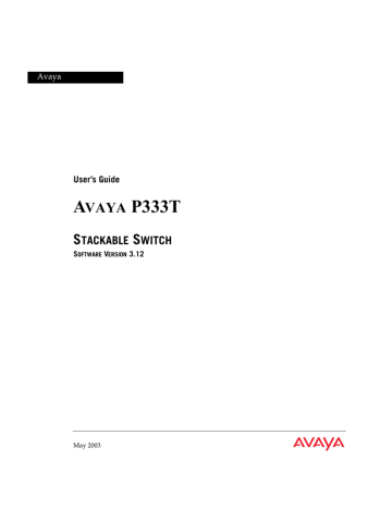 Avaya P33T Stackable Switch Software V3.12 Avaya P33T Stackable Switch Software V3.12