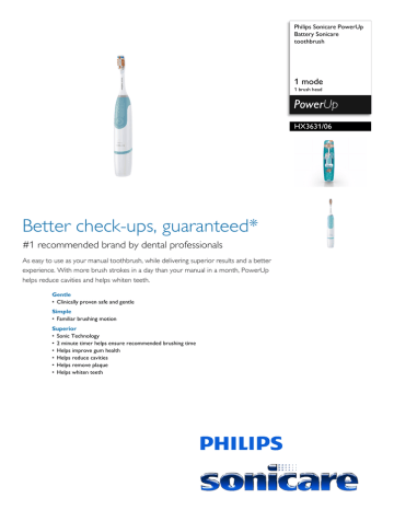 HX3631/06 Philips Battery Sonicare toothbrush HX3631/06 Philips Battery Sonicare toothbrush