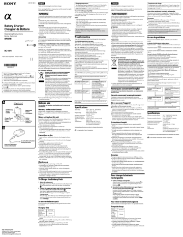 Sony BC-VW1 Operating instructions Sony BC-VW1 Operating instructions