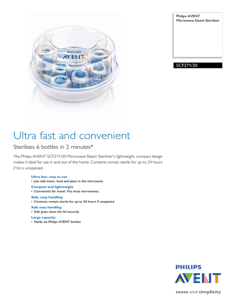 SCF271/20 Philips Microwave Steam Steriliser SCF271/20 Philips Microwave Steam Steriliser