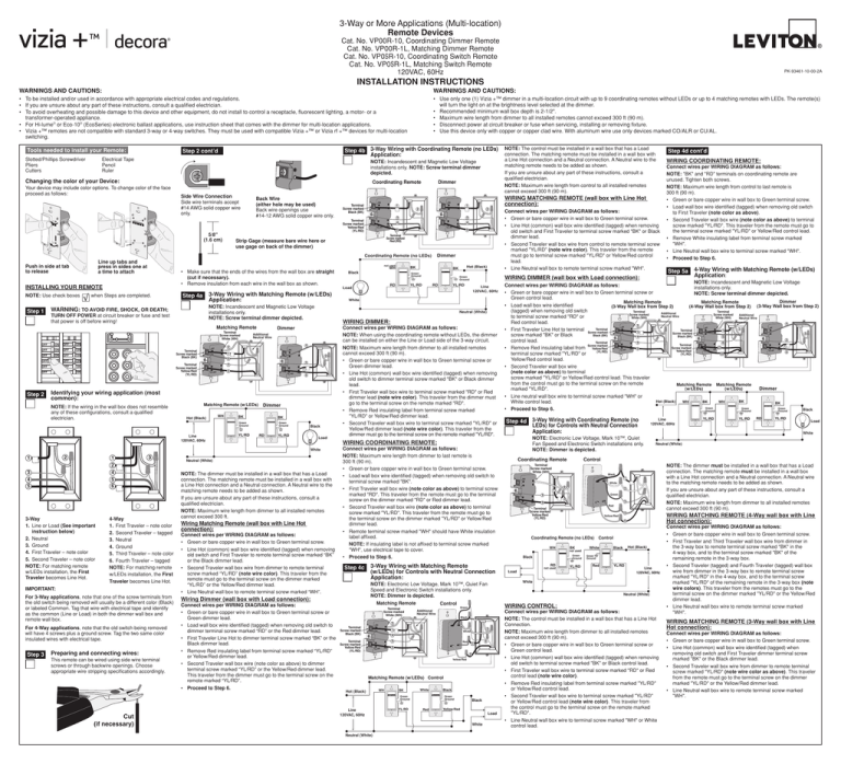 Leviton Vizia+ VP0SR-1LZ Installation Leviton Vizia+ VP0SR-1LZ Installation