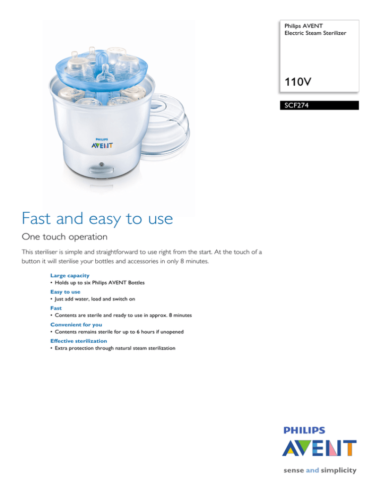 SCF274/30 Philips Electric Steam Sterilizer SCF274/30 Philips Electric Steam Sterilizer