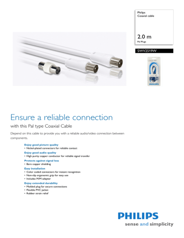 SWV2519W/10 Philips Coaxial cable | Manualzz
