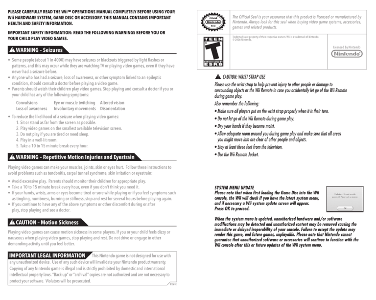 IMPORTANT LEGAL INFORMATION WARNING IMPORTANT LEGAL INFORMATION WARNING