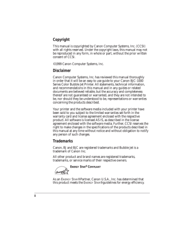 BJC-1000 User`s Manual BJC-1000 User`s Manual
