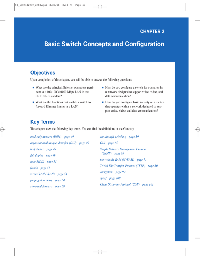 Basic Switch Concepts and Configuration Basic Switch Concepts and Configuration