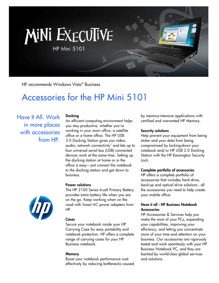Accessories for the HP Mini 5101 Accessories for the HP Mini 5101