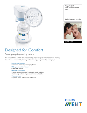 SCF312/60 Philips Single electronic breast pump SCF312/60 Philips Single electronic breast pump