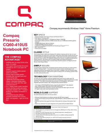 Compaq Presario Data Sheet Compaq Presario Data Sheet