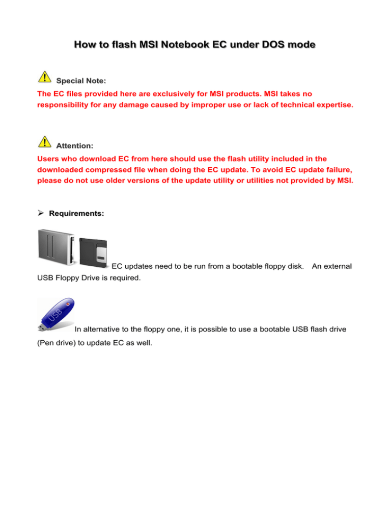 How to flash MSI Notebook EC under DOS mode How to flash MSI Notebook EC under DOS mode