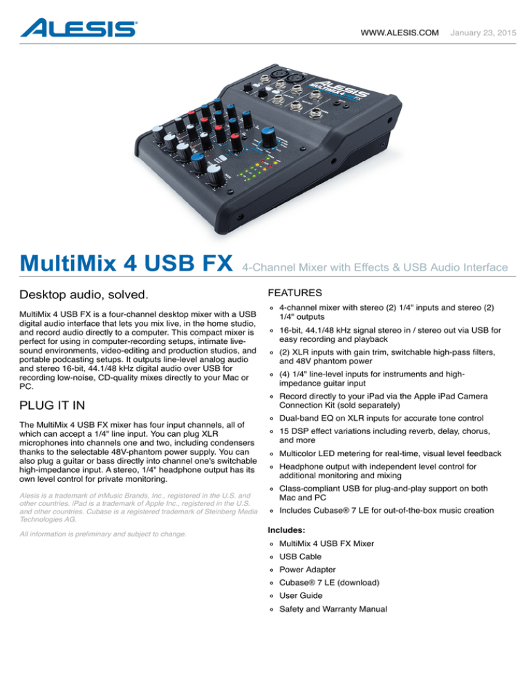 MultiMix 4 USB FX MultiMix 4 USB FX