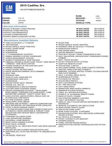 2015 Cadillac Srx 2015 Cadillac Srx