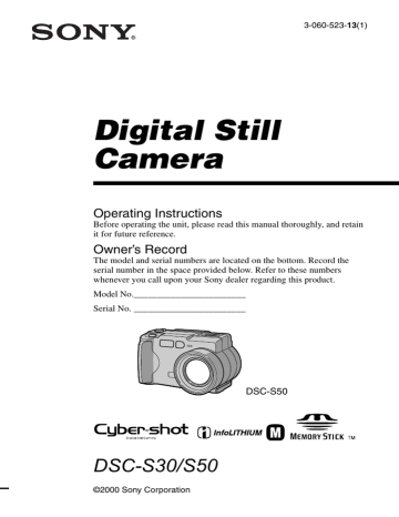 Sony DSC-S50, DSC-S30 Operating instructions Sony DSC-S50, DSC-S30 Operating instructions