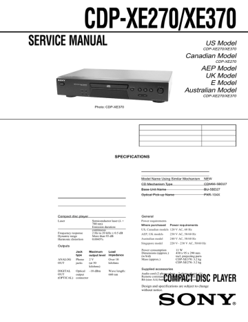CDP-XE270/XE370 CDP-XE270/XE370