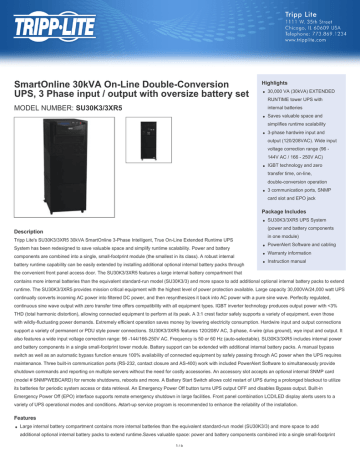 SmartOnline 30kVA On-Line Double-Conversion | Manualzz