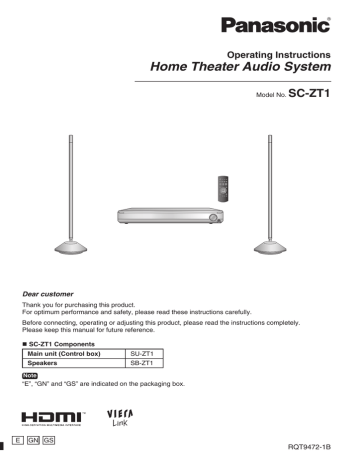 Panasonic SCZT1 Operating instructions Panasonic SCZT1 Operating instructions