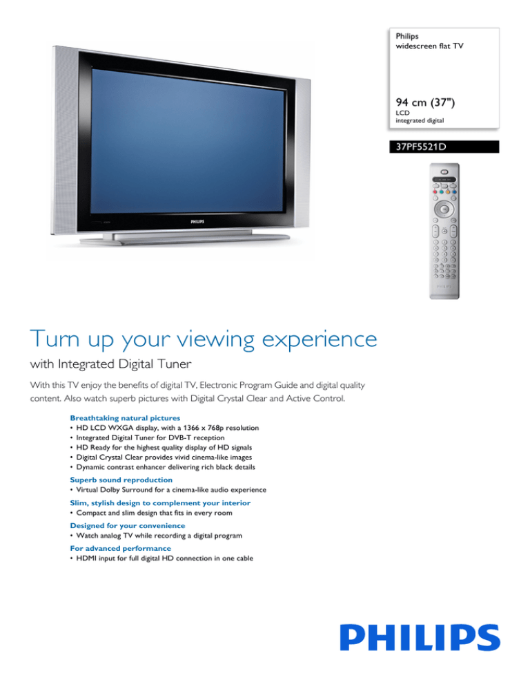 37PF5521D/12 Philips widescreen flat TV 37PF5521D/12 Philips widescreen flat TV
