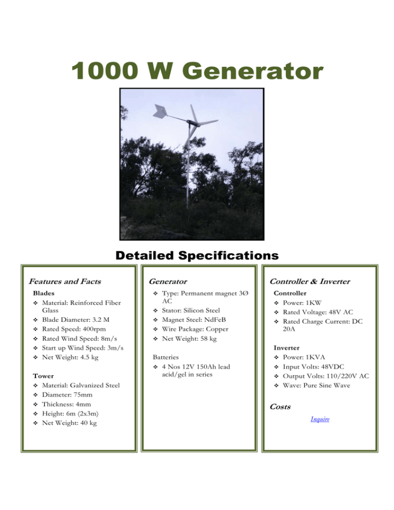 1000 W Generator 1000 W Generator