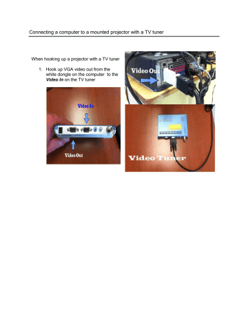 Connecting a computer to a mounted projector with a TV tuner Connecting a computer to a mounted projector with a TV tuner