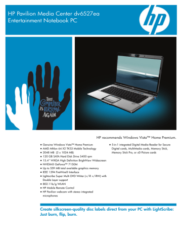 PSG Consumer OV2 HP Notebook Datasheet PSG Consumer OV2 HP Notebook Datasheet