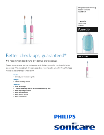 HX3631/11 Philips Battery Sonicare toothbrush HX3631/11 Philips Battery Sonicare toothbrush