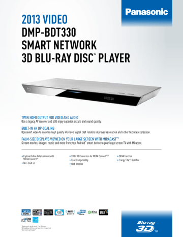 2013 VIDEO DMP-BDT330 SMarT NETwOrk 3D Blu 2013 VIDEO DMP-BDT330 SMarT NETwOrk 3D Blu