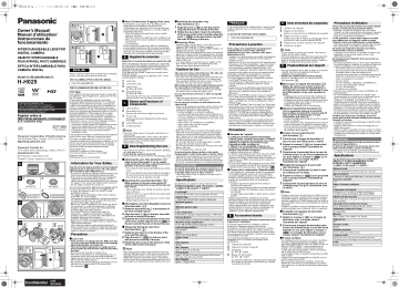 Panasonic H-H025K, H-H025 User manual Panasonic H-H025K, H-H025 User manual