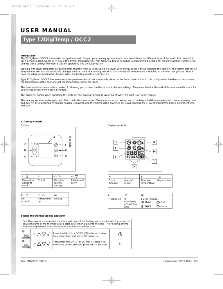 Type T2DigiTemp / OCC2 USER MANUAL Type T2DigiTemp / OCC2 USER MANUAL