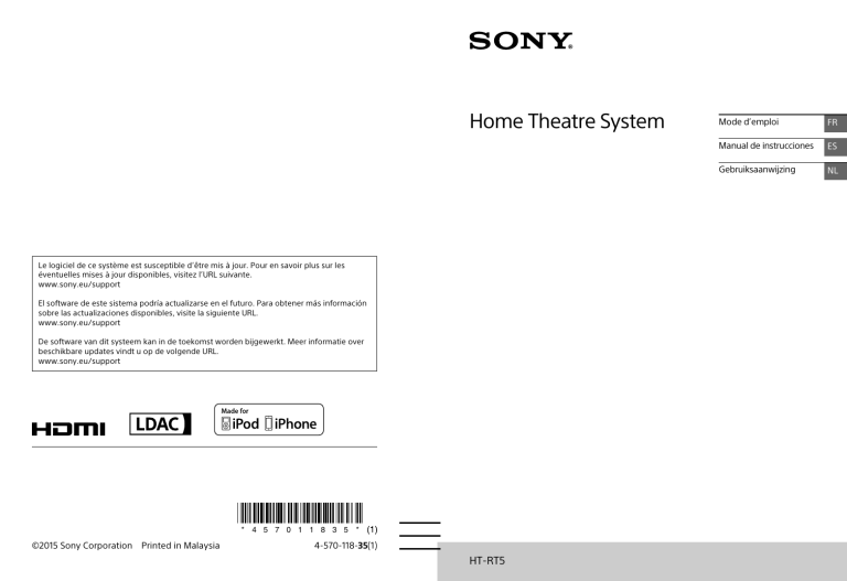 Sony HT-RT5 User guide Sony HT-RT5 User guide