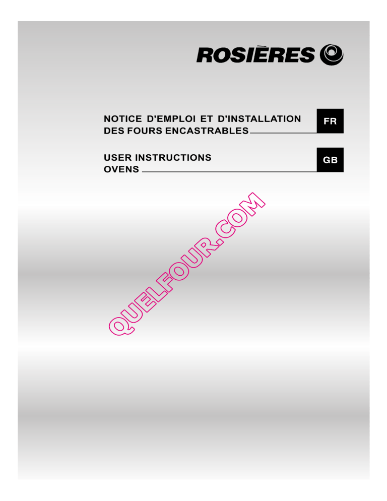 notice d`emploi et d`installation des fours encastrables notice d`emploi et d`installation des fours encastrables