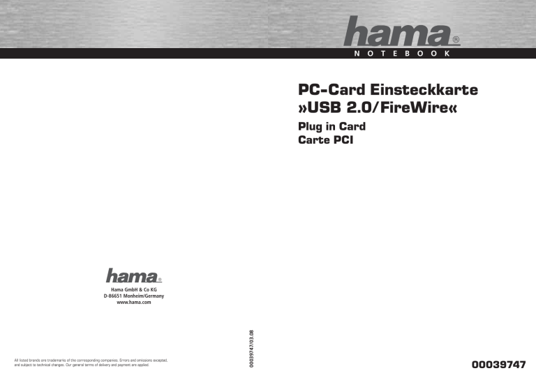 Hama 00039747 Owner's manual Hama 00039747 Owner's manual