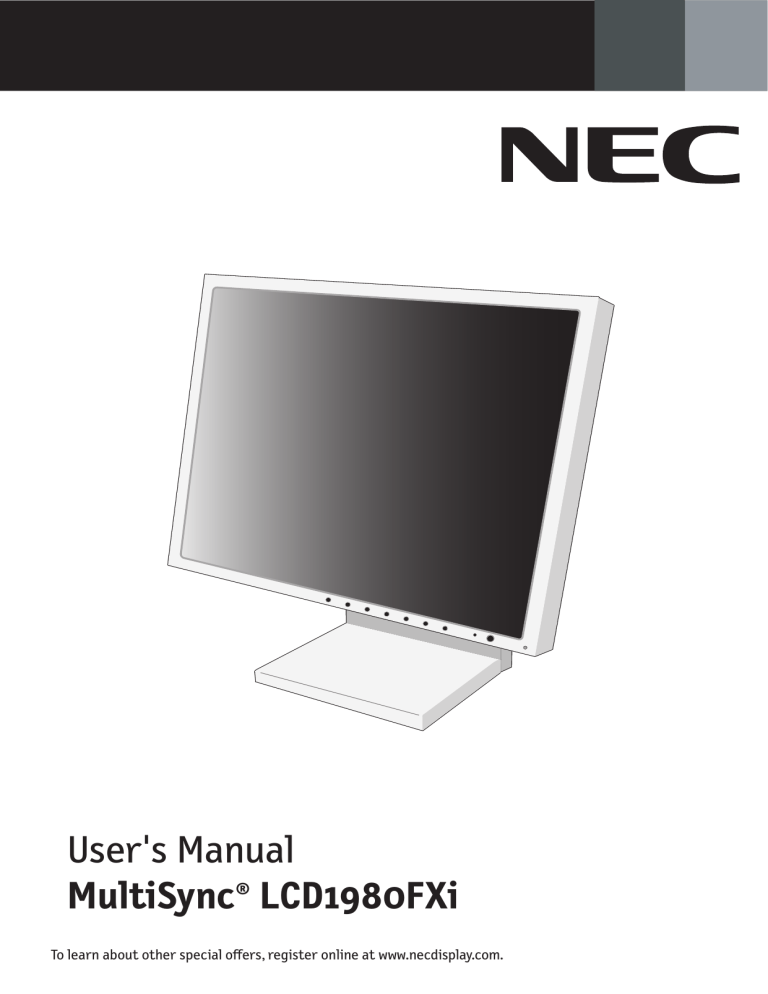 User`s Manual MultiSync® LCD1980FXi User`s Manual MultiSync® LCD1980FXi